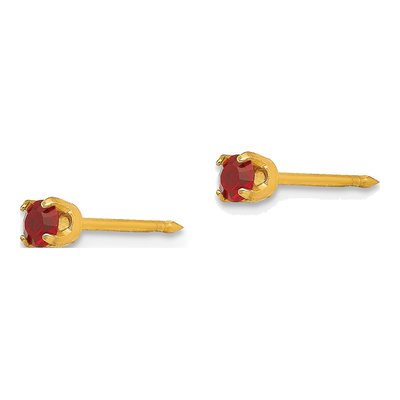 14K Yellow Gold Crystal July Birthstone Stud Earrings – view 2