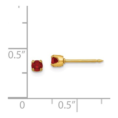 14K Yellow Gold Crystal July Birthstone Stud Earrings – view 4