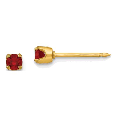 14K Yellow Gold Crystal July Birthstone Stud Earrings