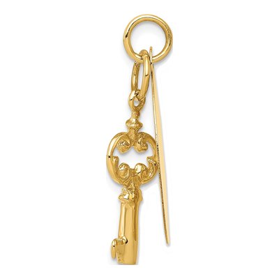 14K Yellow Gold Disc Key Charm – view 3