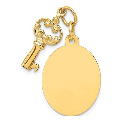 14K Yellow Gold Disc Key Charm