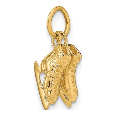 14K Yellow Gold 3-D Ice Skates Pendant – view 3