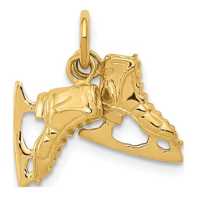 14K Yellow Gold 3-D Ice Skates Pendant