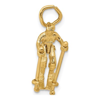 14K Yellow Gold 3-D Snow Skier Pendant – view 3