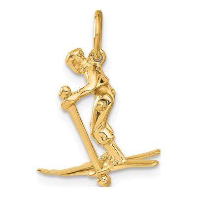 14K Yellow Gold 3-D Snow Skier Pendant – view 4