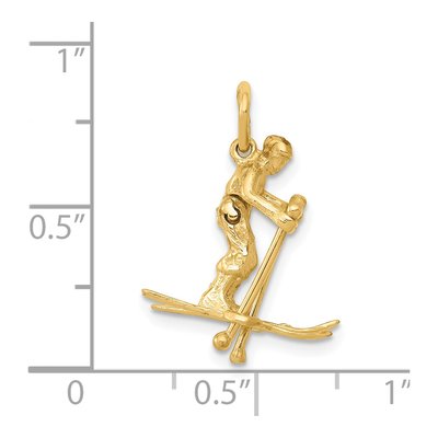 14K Yellow Gold 3-D Snow Skier Pendant – view 5