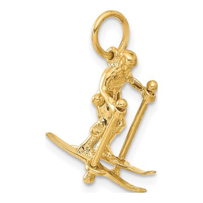 14K Yellow Gold 3-D Snow Skier Pendant – view 6