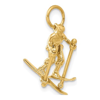 14K Yellow Gold 3-D Snow Skier Pendant – view 7