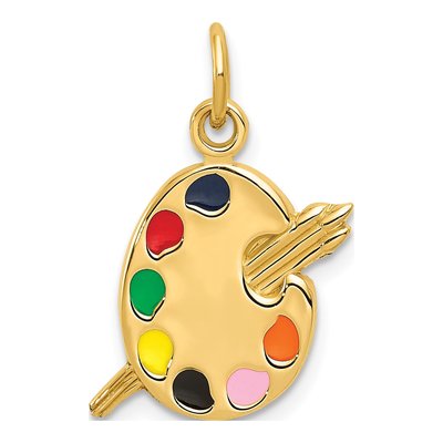 14K Yellow Gold Enameled Artist Palette Charm