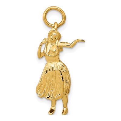 14K Yellow Gold 3-D Hula Dancer Charm
