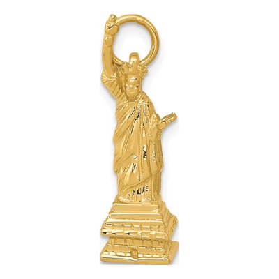 14K Yellow Gold 3-D Statue of Liberty Pendant – view 3