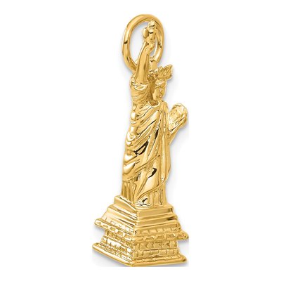 14K Yellow Gold 3-D Statue of Liberty Pendant – view 6