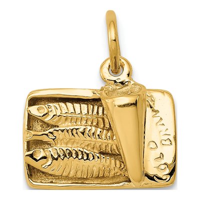 14K Yellow Gold 3-D Sardine Can Charm
