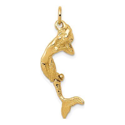 14K Yellow Gold 3-D Mermaid Pendant