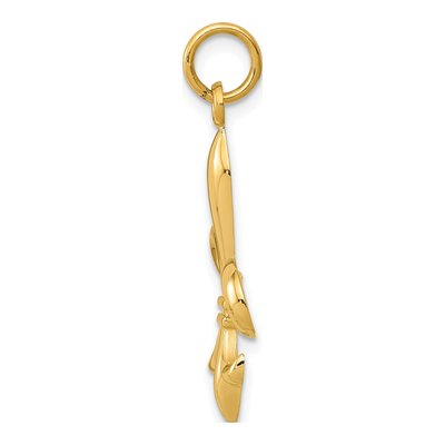 14K Yellow Gold Fleur de Lis Pendant – view 3