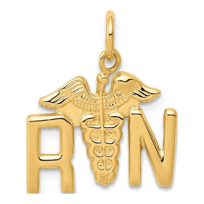 14K Yellow Gold Registered Nurse Pendant