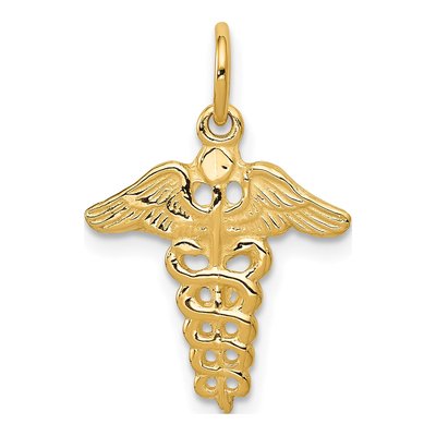14K Yellow Gold Caduceus Pendant