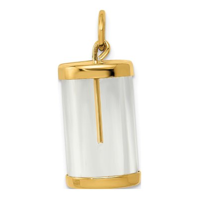 14K Yellow Gold Fillable Vial Capsule Charm