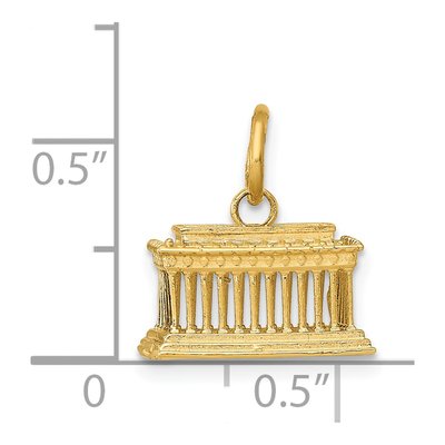14K Yellow Gold 3D Lincoln Memorial Charm – view 4