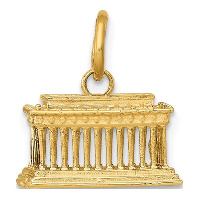 14K Yellow Gold 3D Lincoln Memorial Charm