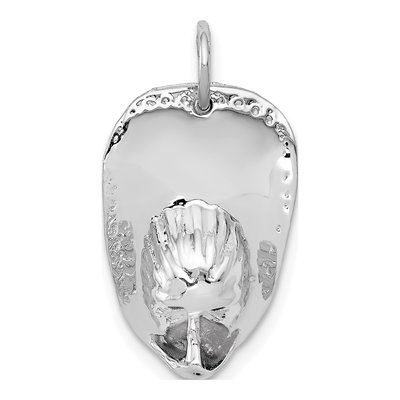 14K White Gold 3D Fireman's Helmet Pendant