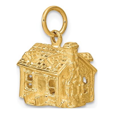 14K Yellow Gold 3-D House Pendant – view 6