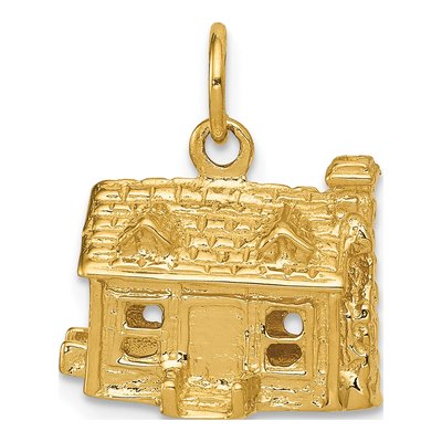 14K Yellow Gold 3-D House Pendant
