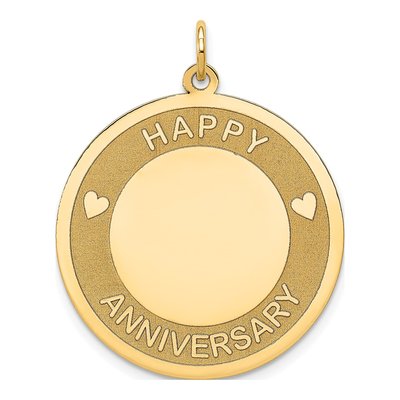 14K Yellow Gold Happy Anniversary Disc Charm