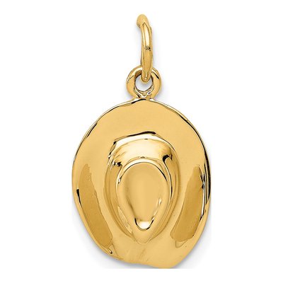 14K Yellow Gold 3-D Cowboy Hat Charm