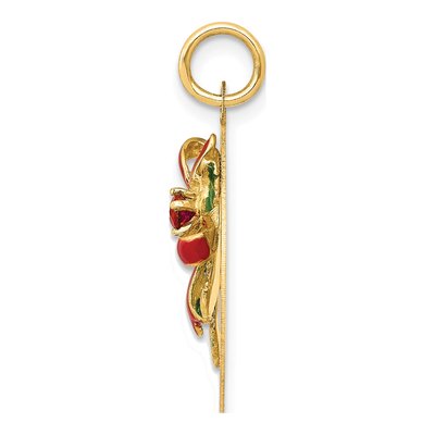 14K Yellow Gold Enameled Mistletoe Charm – view 3