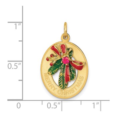 14K Yellow Gold Enameled Mistletoe Charm – view 4