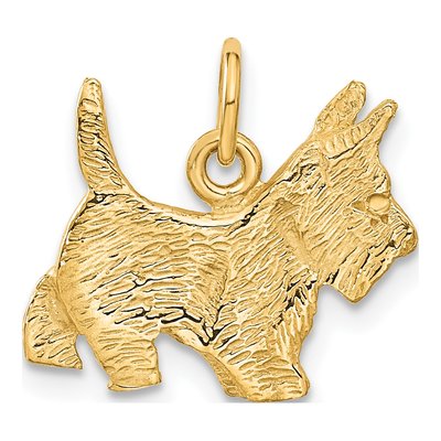 14K Yellow Gold Ruby Eye Scottie Dog Charm – view 4