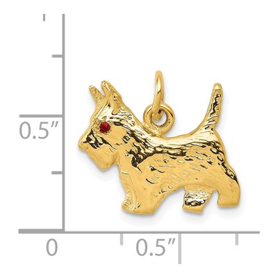 14K Yellow Gold Ruby Eye Scottie Dog Charm – view 5