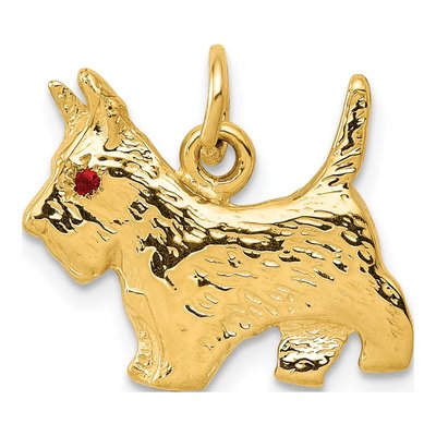 14K Yellow Gold Ruby Eye Scottie Dog Charm