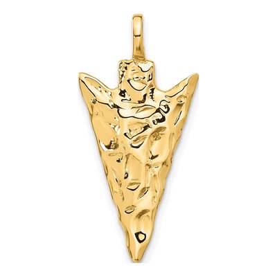 14K Yellow Gold 3D Arrowhead Pendant