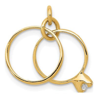 14K Yellow Gold CZ 3-D Wedding Charm – view 5