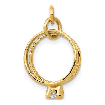 14K Yellow Gold CZ 3-D Wedding Charm