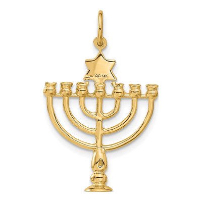 14K Yellow Gold 3-D Menorah Star of David Charm – view 4