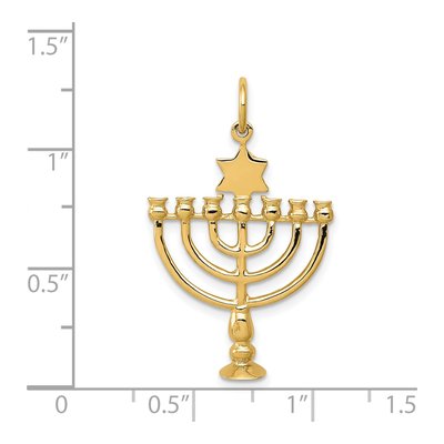 14K Yellow Gold 3-D Menorah Star of David Charm – view 5