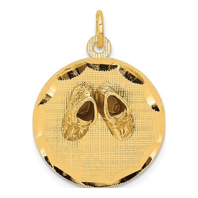 14K Yellow Gold Baby Shoes Disc Charm