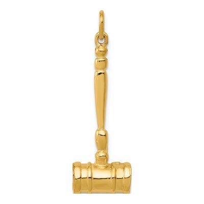 14K Yellow Gold 3-D Gavel Pendant