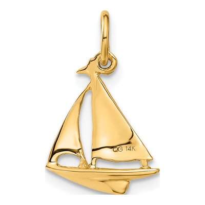 14K Yellow Gold 3-D Sailboat Pendant – view 4