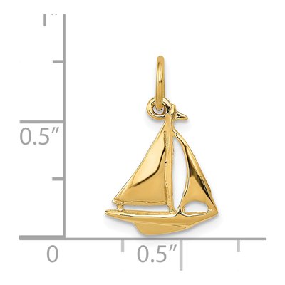 14K Yellow Gold 3-D Sailboat Pendant – view 5