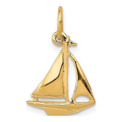 14K Yellow Gold 3-D Sailboat Pendant