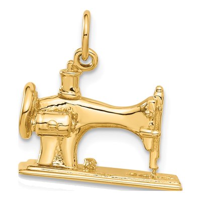 14K Yellow Gold 3-D Antique Sewing Machine Charm – view 4
