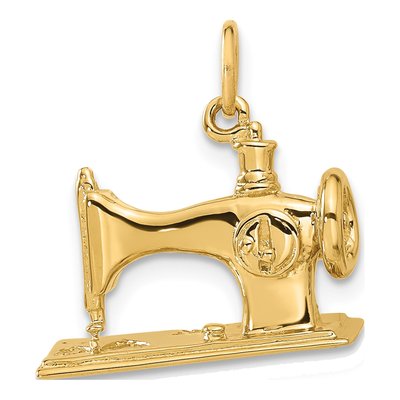14K Yellow Gold 3-D Antique Sewing Machine Charm