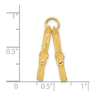 14K Yellow Gold 3-D Skis Charm – view 4