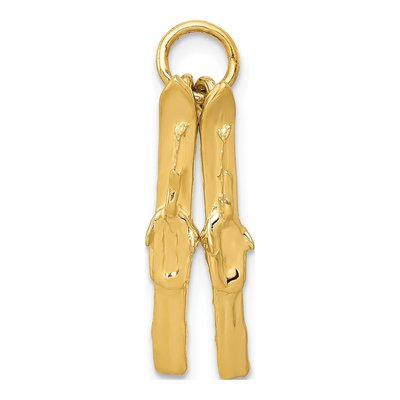14K Yellow Gold 3-D Skis Charm – view 5