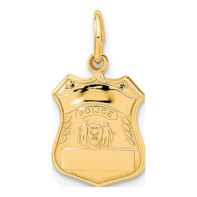 14K Yellow Gold Police Badge Pendant
