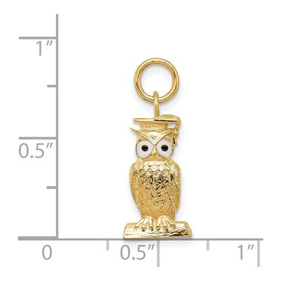 14K Yellow Gold Enameled Graduation Owl Charm – view 3